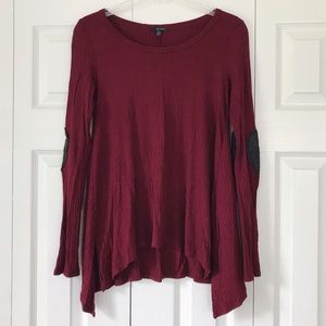 Burgundy Heart Elbow Patch Shirt
